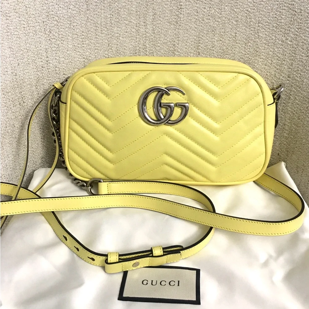 Authentic Gucci Marmont crossbody bag yellow leather - Picture 2 of 13